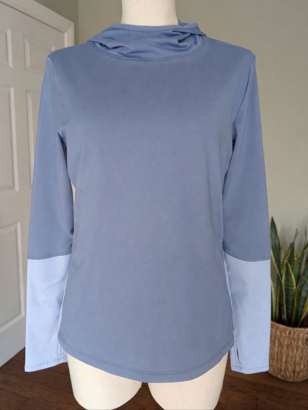 Athletic Works Dri More Tech Hoodie Blue Lightweight Thumbhole Size Small
